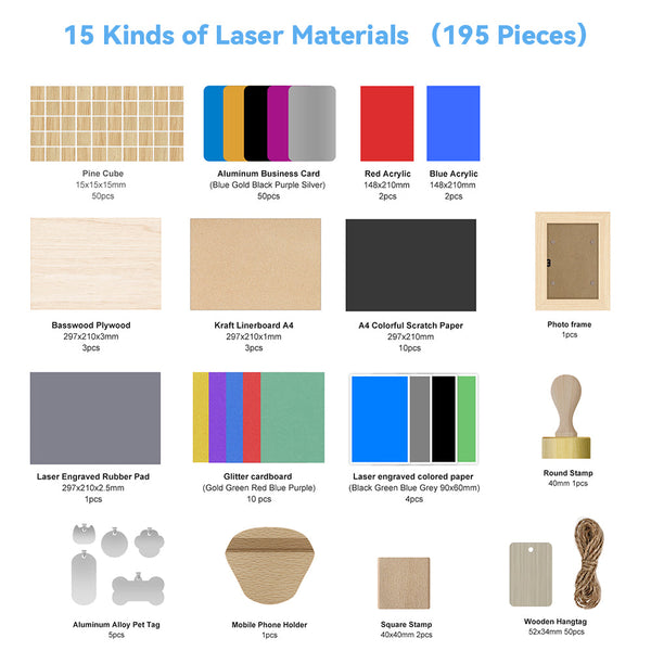 Atomstack Lasergravur Materialpaket ( 195 PCS)