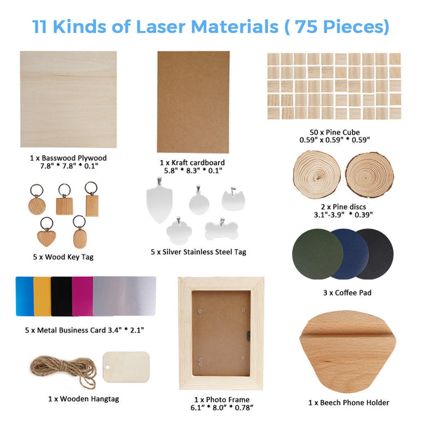 Atomstack Lasergravur Materialpaket ( 73 PCS)