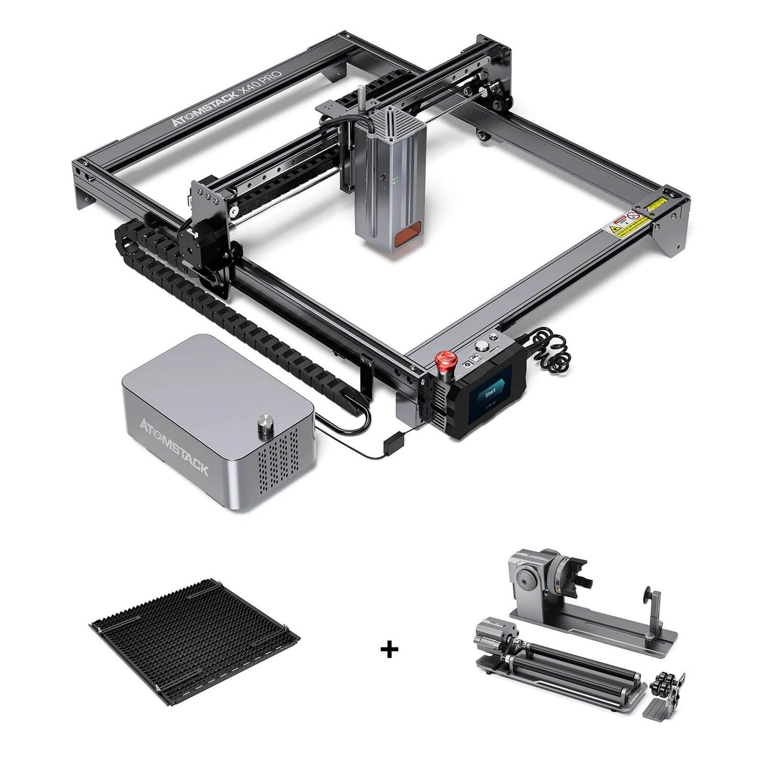 ATOMSTACK X40/A40 Pro 210W Professionelle Lasergravur Schneidemaschine + R1 Pro Rotationswalze+Atomstack F3 Arbeitsplatten