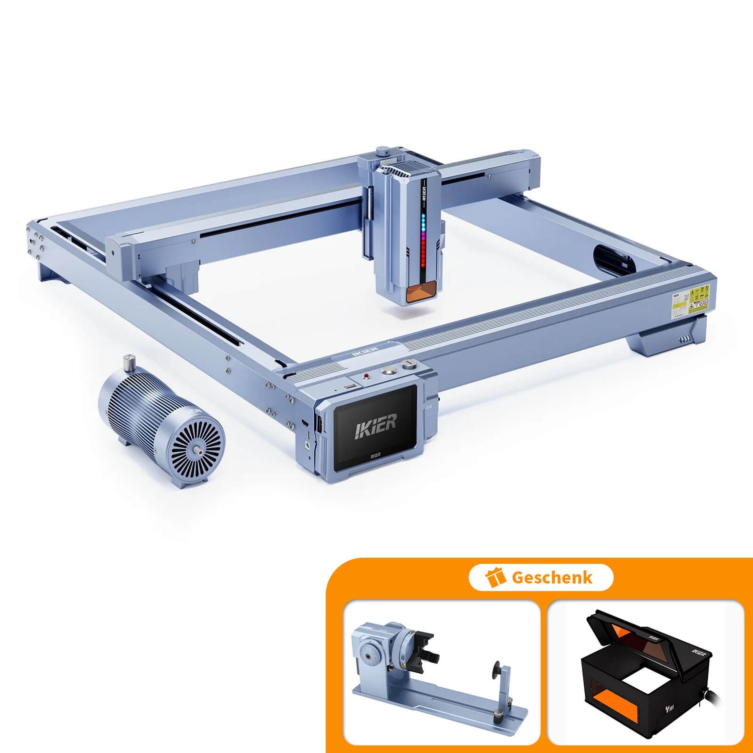 iKier K1 Ultra 36w Flaggschiff Lasergravurmaschine + iKier E1 Gehäuse + iKier R1 Multifunktions Drehfutter